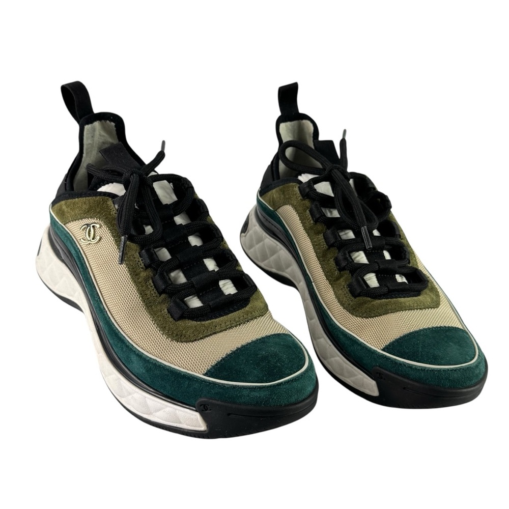 CHANEL G39070 Multicolor Suede Leather CC Interlocking Low Top Sneakers 38 - 8US - Picture 6 of 14